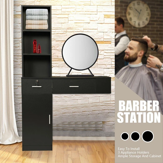 Wall Mount Salon Styling Station Barber Cabinet Beauty Spa Salon Equipment