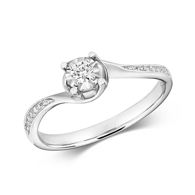Bague Solitaire Pour Femme En Or 18kt Avec Diamant Central – Modèle Valentino – Neuf Avec étiquettes