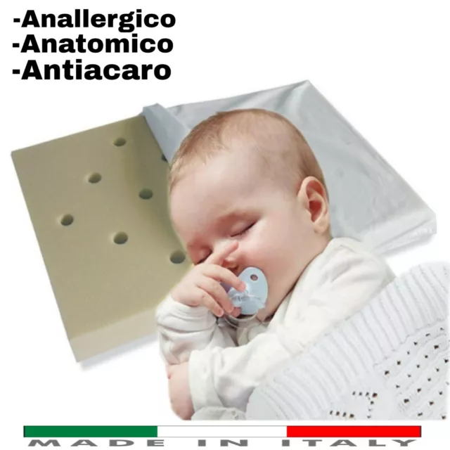Cuscino neonato antisoffoco antireflusso guanciale per culla carrozzina lettino