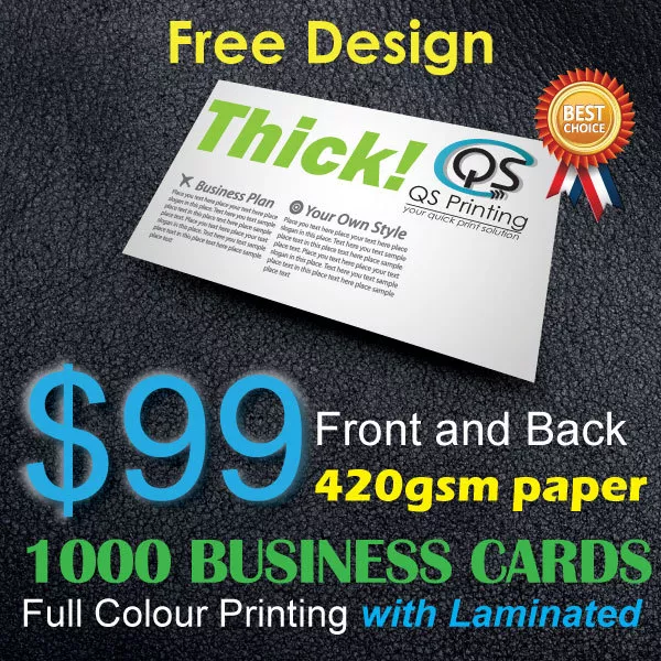 1000 Business Cards full colour Printing (Front&Back) on 420gsm paper+FreeDesign