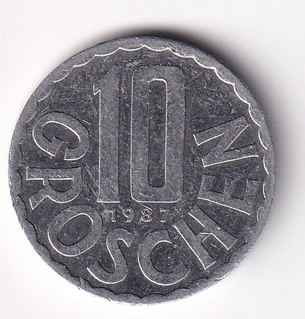 AUSTRIA 1987 10 groschen  - KM#2878  -Second Republic - Coat of arms  R30A circ.