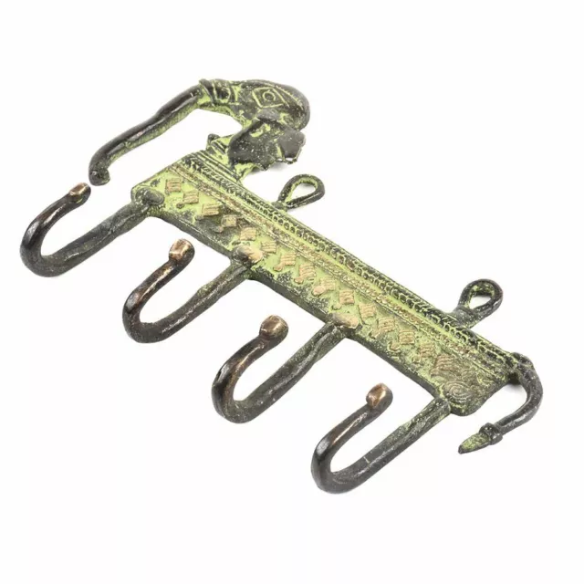 Vintage Hat Organizer Hooks Antique Coat Rack Brass Wall Hook Tribal Elephant