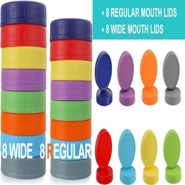 16 PACK PLASTIC Mason Jar Lids Fits Ball, Kerr & More 8 Wide Mouth