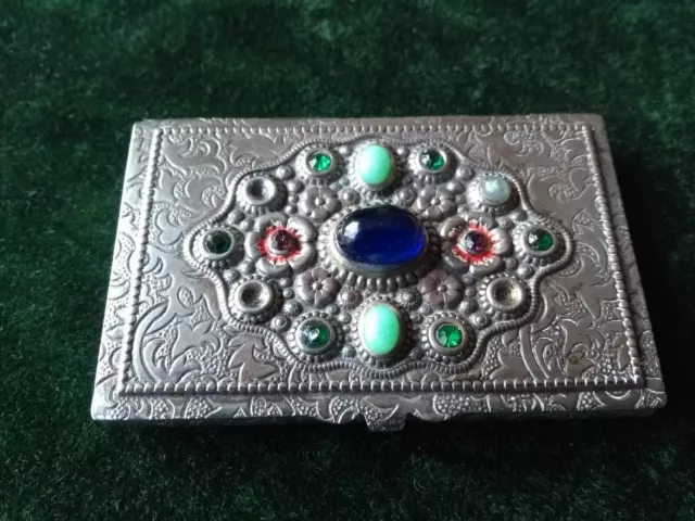 Edwardian Austro-Hungarian Silver Plated & Paste Jewel Card Box