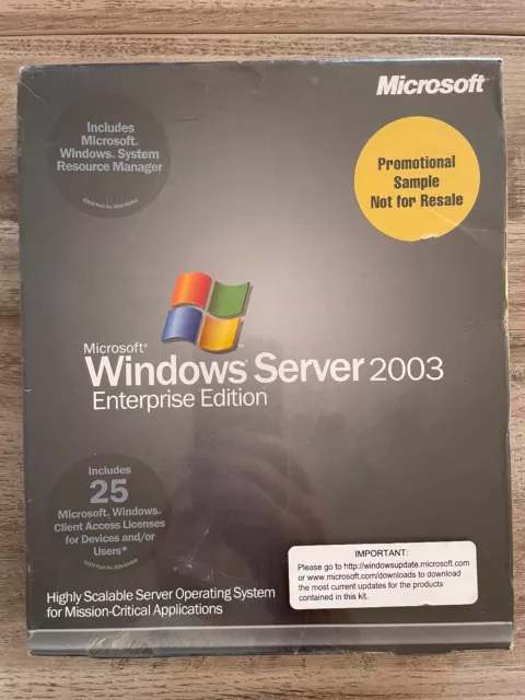 Microsoft Windows Server 2003 Enterprise version complète Anglais boîte scellée