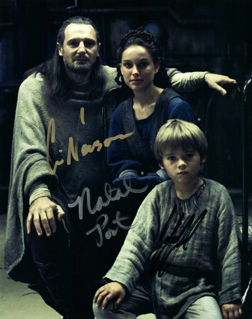 Liam Neeson Natalie Portman Jake Lloyd Signed 8x10 Photo Autographed with COA