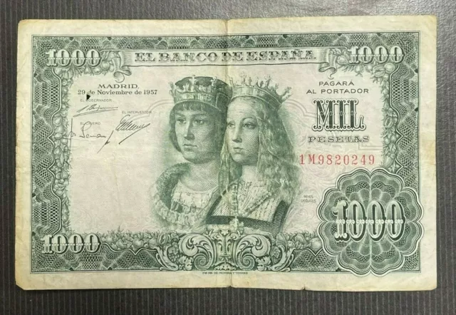 Très beau billet de 1000 Pesetas Espagnol de 1957. Etat TB