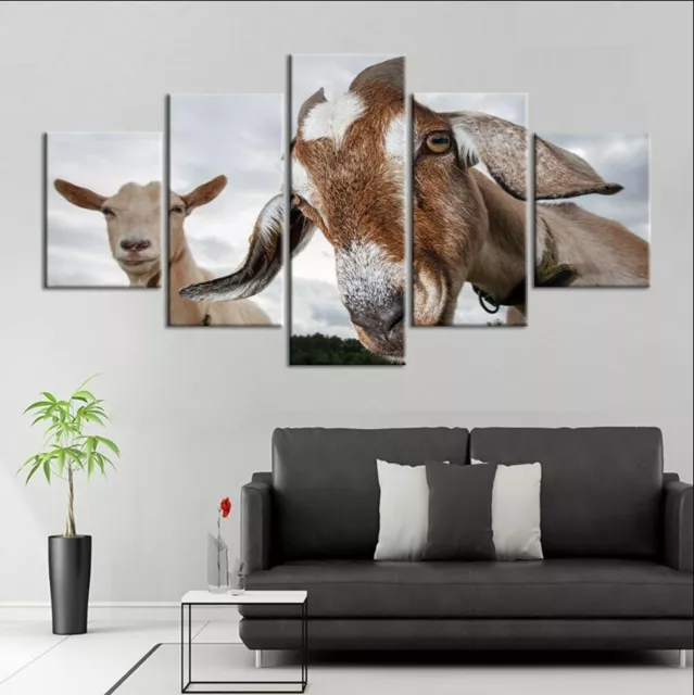 Animals Wall Art Canvas Painting Picture Home Decor Modern Abstract Goat Face