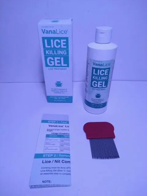 VanaLice Lice Killing Gel W/ NIT Comb Kills Head, Crab, And Body Lice  8 Oz
