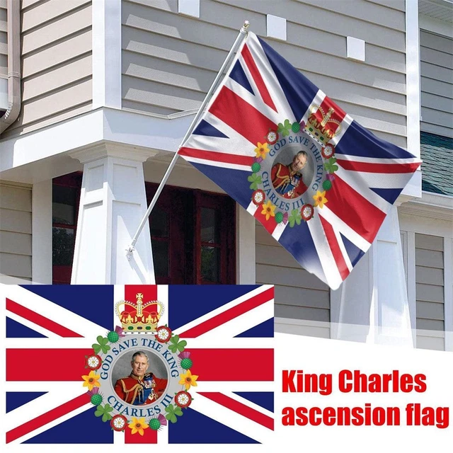 KING CHARLES 111 Flag Queen Elizabeth Flags NEW KING FLAG Prince