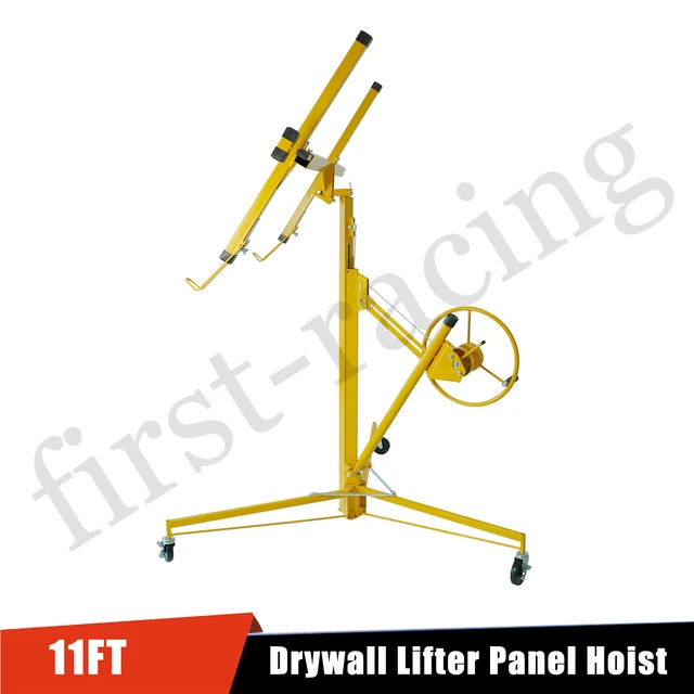 11FT Drywall Lifter Panel Hoist Jack Rolling Caster Construction Lockable 150lbs