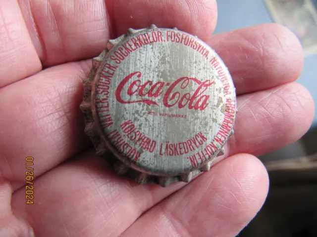 " Foreign" Coca-Cola Bottle Cap - SWEDEN ??  - Picture of a Man Inside Cap