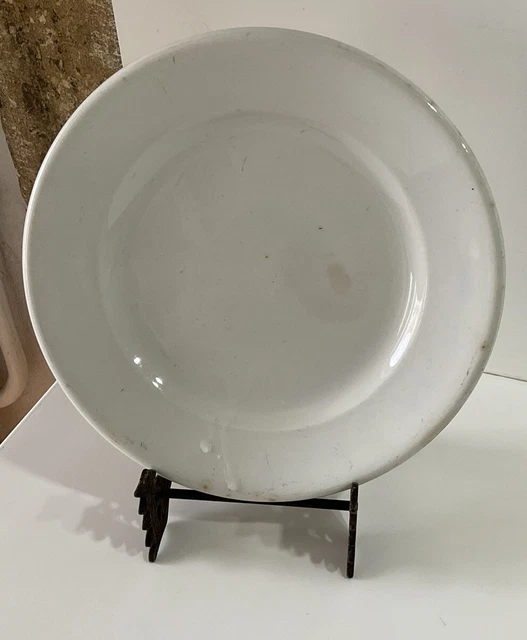 Assiette Plate Tres Ancienne Digoin Sarreguemines Blanche Epaisse Shabby Deco