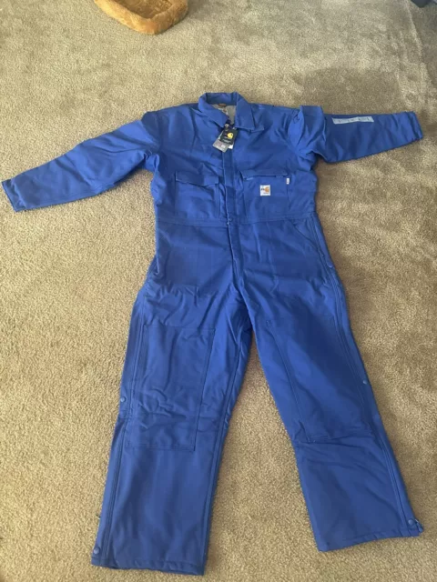 Carhartt Mens Large Flame Resistant Duck Coverall Quilt Lined Blue Large NWT