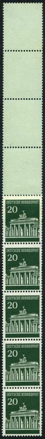 Bund Brandenburger Tor planatol 20 Pf Rollenende 5+4 türkis,  MiNr 507w