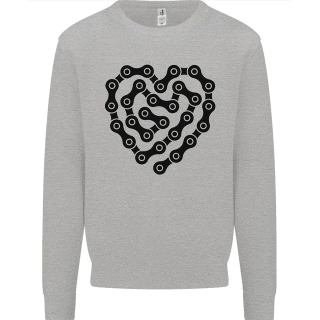 Cuore Bicicletta Catena Ciclismo Biker Moto Uomo Felpa Maglione