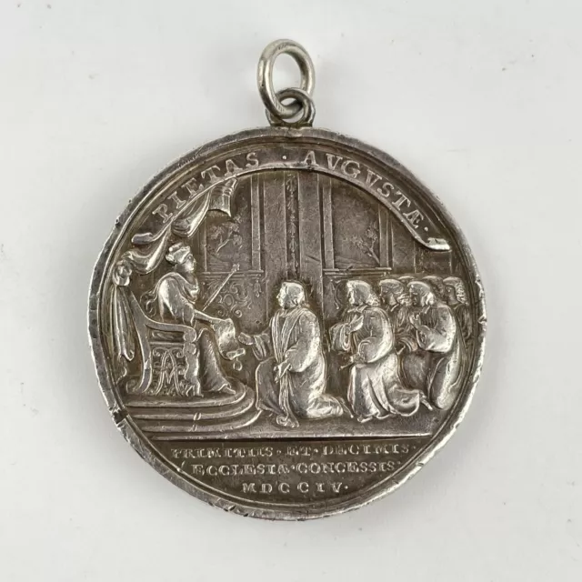 Antique Silver 1704 MDCCIV Queen Anne’s Bounty / Fund Medal 44mm 37.4g 2