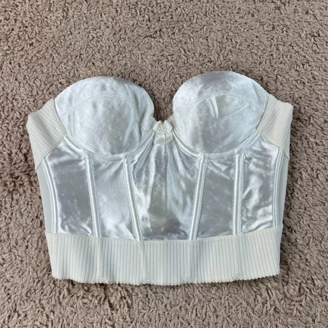 SEARS VINTAGE WHITE Strapless Push Up Bustier Bra Womens 34A