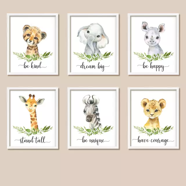 Safari Animal Baby Nursery Prints Set Children Poster  Wall Art A4 A3