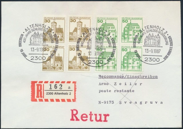 Bund Brief Einschreiben und Retur 914+1038 Paare SST Altenholz 2 nach Sveagruva