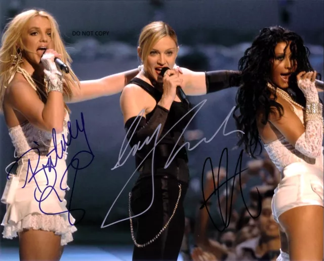 BRITNEY SPEARS & MADONNA & AGUILERA- Autographed Signed 8x10 Reprint Photo !