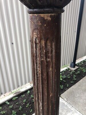 Antique 57 3/8” Ornate Wood Post Column, Railing Staircase 3