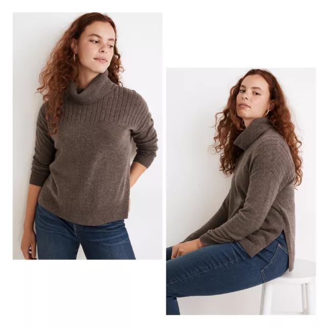 Madewell Women's Wool Hickory Turtleneck Sweater Brown Size XXS Oversized
