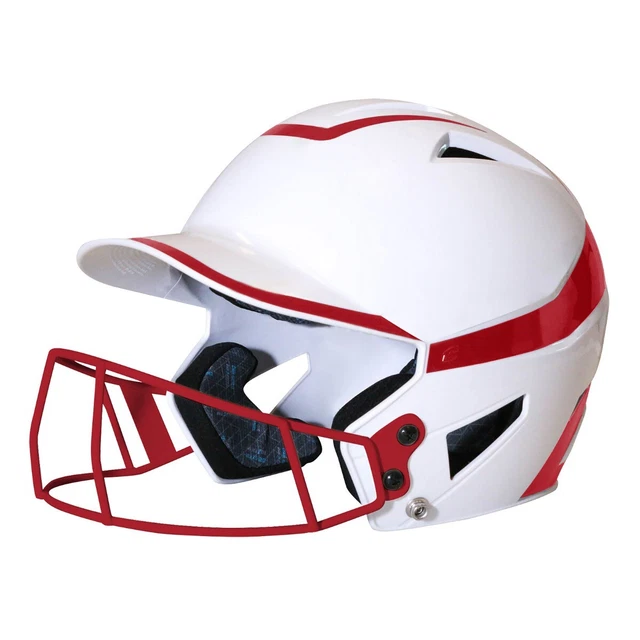 Champro HX Rise Pro Fastpitch Batting Helmet with Mask WHITE | SCARLET JUNIOR