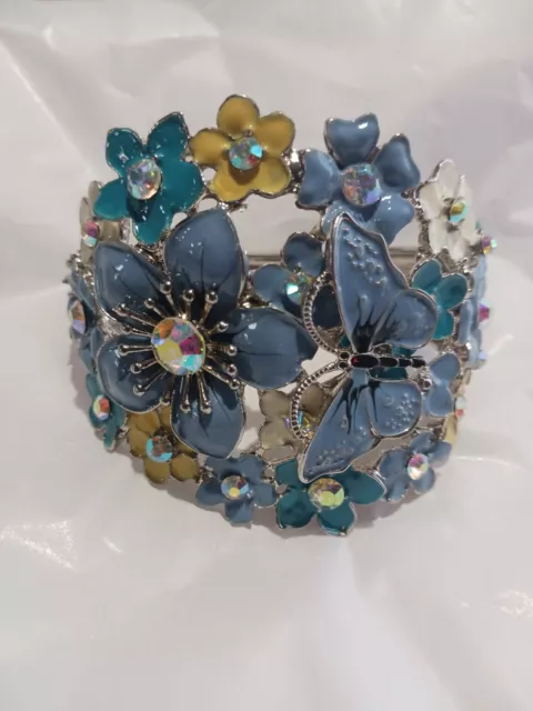 NEW KIRKS FOLLY Enamel Flower Power HINGE CUFF BRACELET BEAUTIFUL