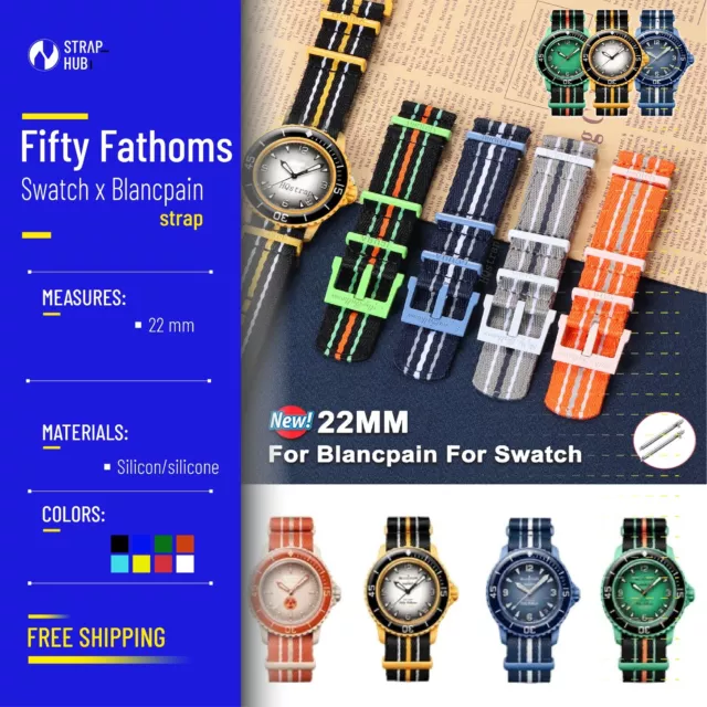 Cinturino in Nylon da 22mm per Swatch X Blancpain Fifty Fathoms unisex colorati