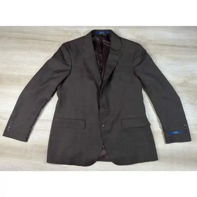 NWOT Polo Ralph Lauren Mens Blazer Brown 44R Wool Plaid Jacket Sport Coat