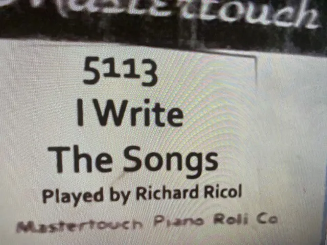 I Write The Songs  Rare Original   Pianola Roll In Very Good Condition