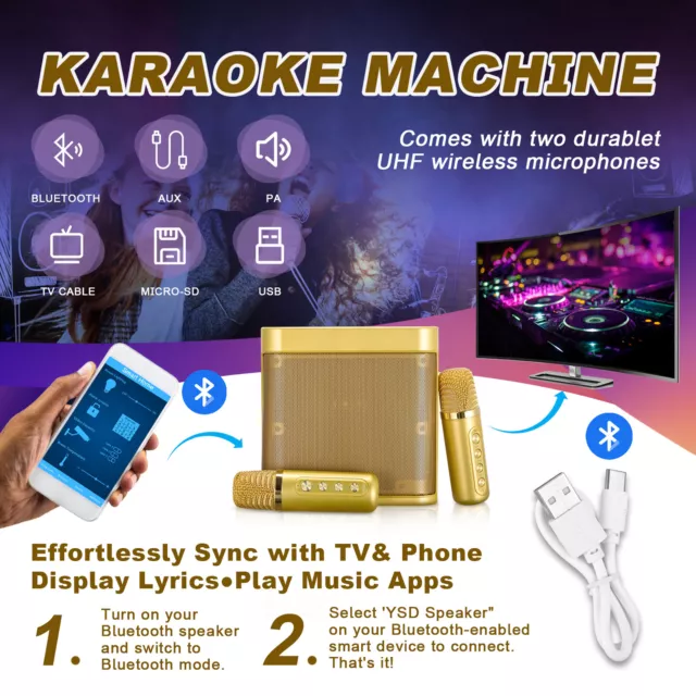 Wireless Bluetooth Speaker KTV Home Karaoke Singing Machine Dual Micphone 2