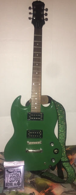2000 Epiphone SG Special MIK Guitar IN A RARE ALL GREEN COLOR EVEN NECK W/ Strap 2000 Epiphone SG Special MIK Guitar IN A RARE ALL GREEN COLOR EVEN NECK W/ Strap