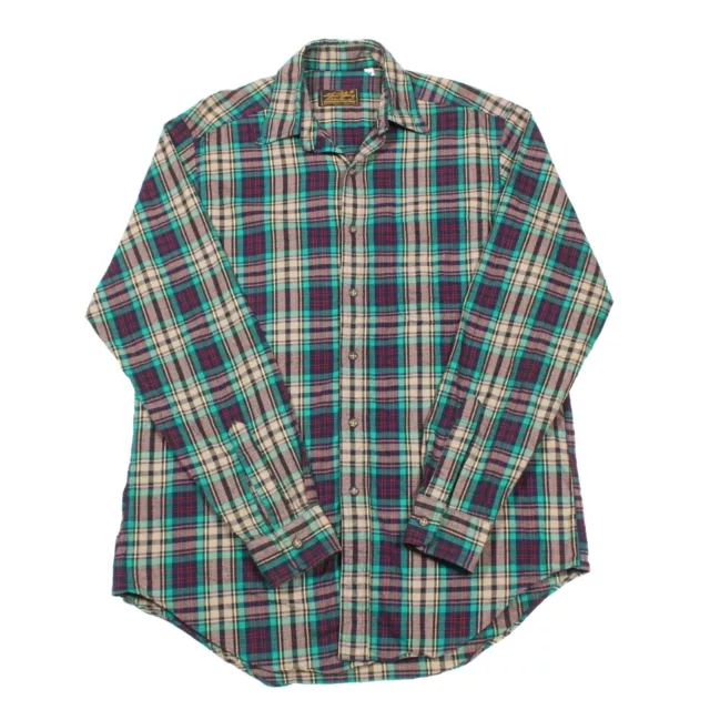 Vintage Eddie Bauer Camicia a Quadri Medio Flanella Plaid Motivo Western AE80