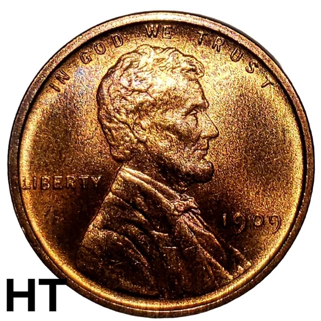 1909 Vdb Blazing Red Gem Bu Ms Lincoln Wheat Cent Penny From Old Original  Roll