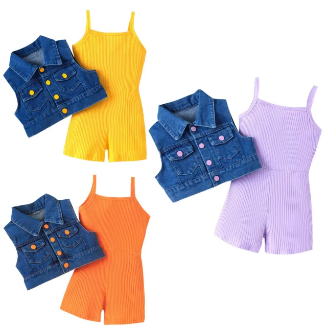 Baby Girls Jumpsuit Overall Denim Vest Playsuit Bodysuit Holiday Outfit Hawaii