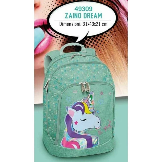 ZAINO UNICORNO GLITTER Verde Tiffany Dream Skin Over 3 Scomparti EUR 46 80 PicClick IT
