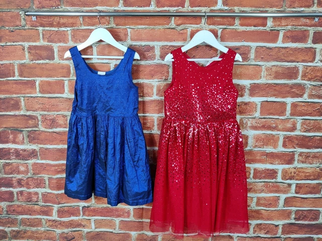 Pacchetto Ragazze Età 8-9 Anni H&M Next Set Abito Senza Maniche Paillettes Rosse Festa 134Cm
