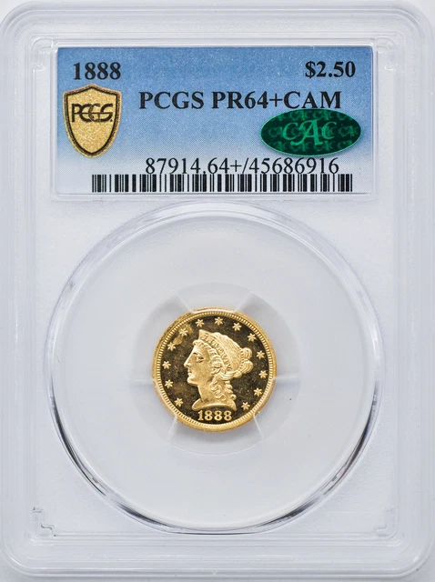 1888 Liberty Head $2.5 Pcgs Pr 64+ Cam