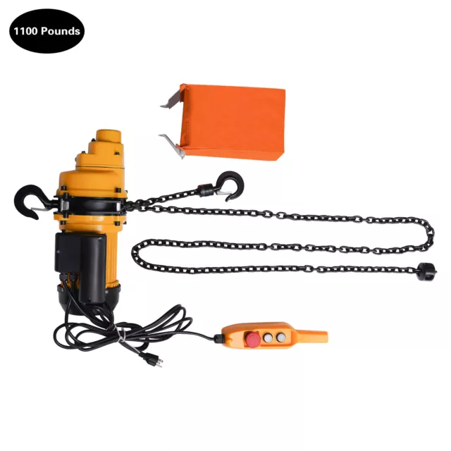 1100lbs 0.5Ton Electric Chain Hoist Winch w/13ft 20Mn2 Chain 110V Remote Control