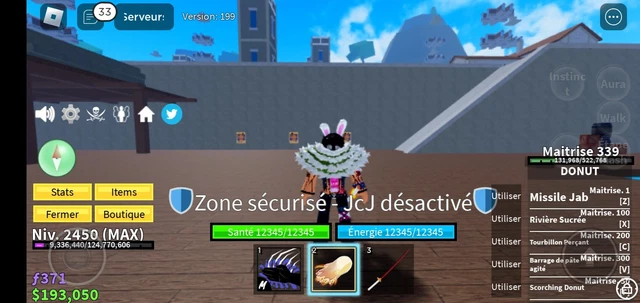 Compte Roblox Blox Fruits – Dough Perm, Shark V4, 2 Game Pass, CDK, 3 Storage, Niveau 2400