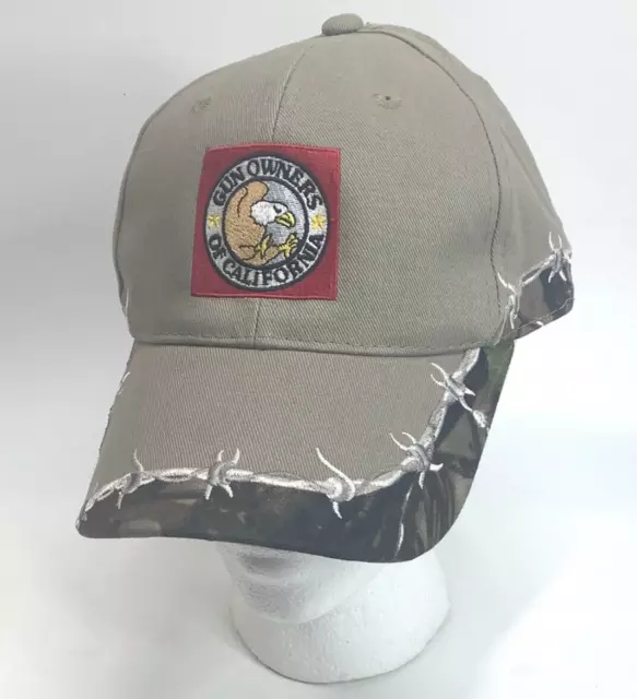 Hat Cap Gun Owners of California  Beige Camouflage Adult Strap back Hook  Loop