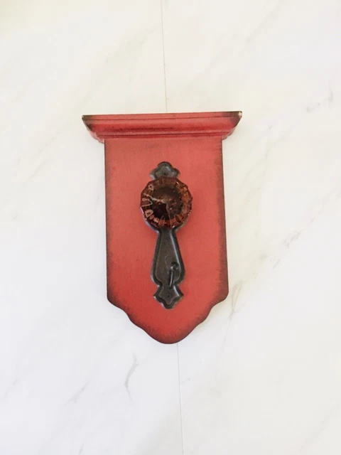 Vintage Red Glass Door Knob Hanger Hook Wall Decor