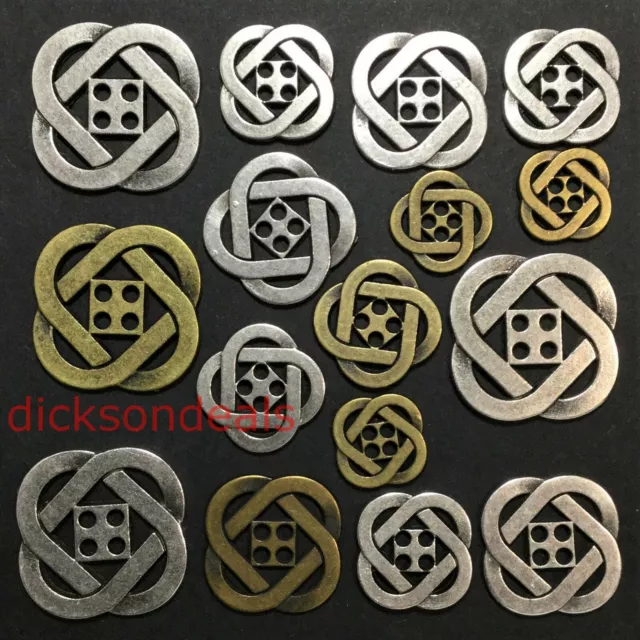 6 Celtic Knot Metal Buttons 4 Hole Antique Gold or Silver 15mm 19mm 23mm or 28mm