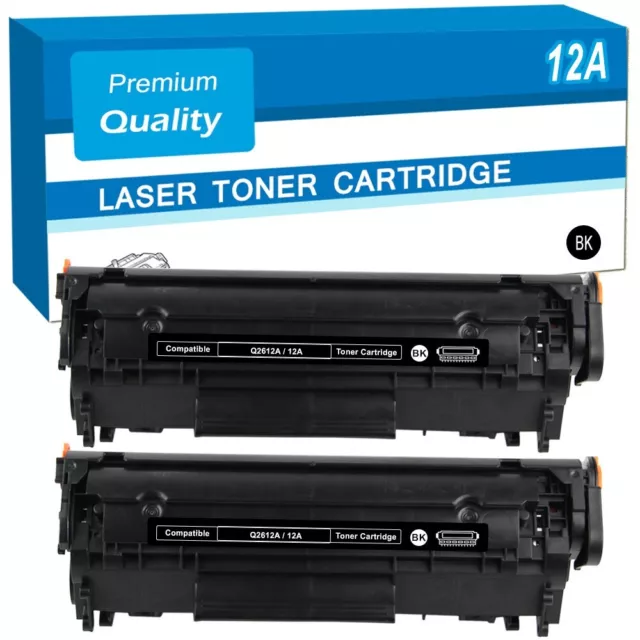 2 x Black Toner Q2612A / 12A For HP LaserJet 1010 1012 1015 1022 1022n