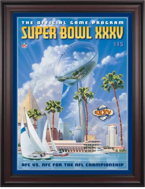 2001 Ravens vs Giants Framed 36" x 48" Canvas Super Bowl XXXV Program