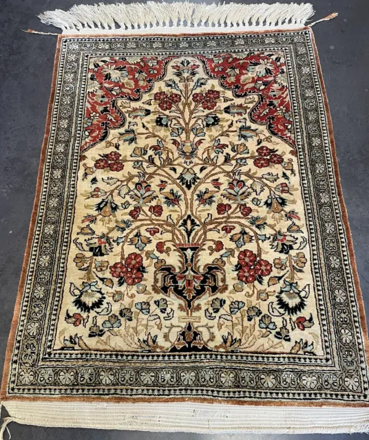 Tapis Soie Persan 80x60cm Qöm  Silk carpet alfombra tappeto Rugs Stapijt  シルク