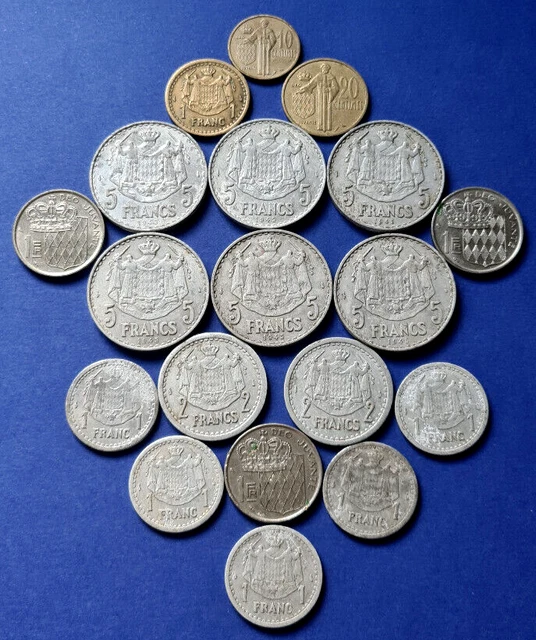Monaco - Lot de 19 Monnaies - Anciens Francs