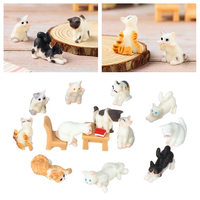 Accesorios Dibujos Animados Adorables Adornos de Resina Simulación Animal Micro Paisaje Gato
